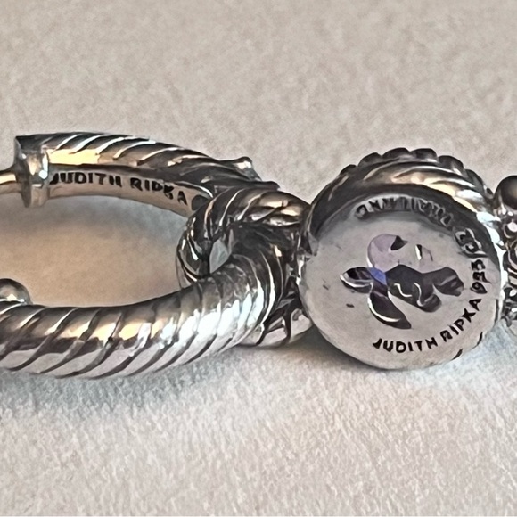 Judith Ripka Sterling Silver Pink CZ Drop Earrings - Picture 6 of 8